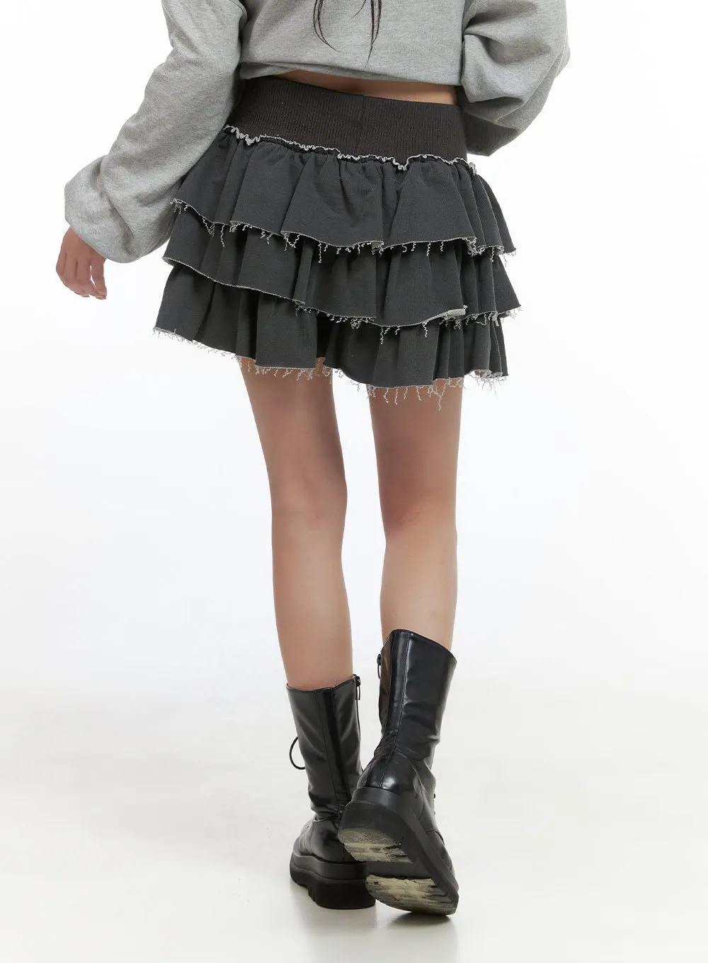 Distressed Layered Frill Mini Skirt CG421