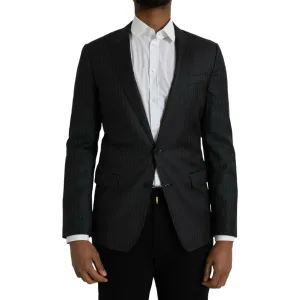 Dolce & Gabbana Black Stripe MARTINI Single Breasted Coat Blazer