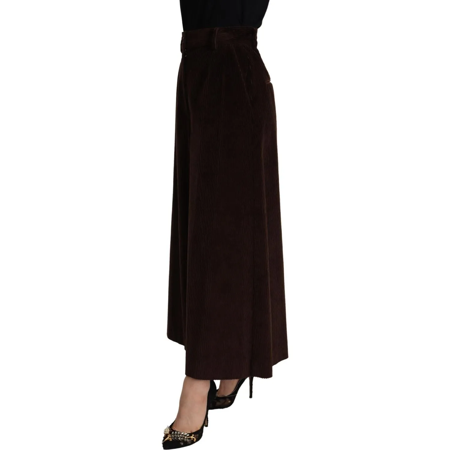 Dolce & Gabbana Chic Bordeaux High-Waisted Corduroy Pants