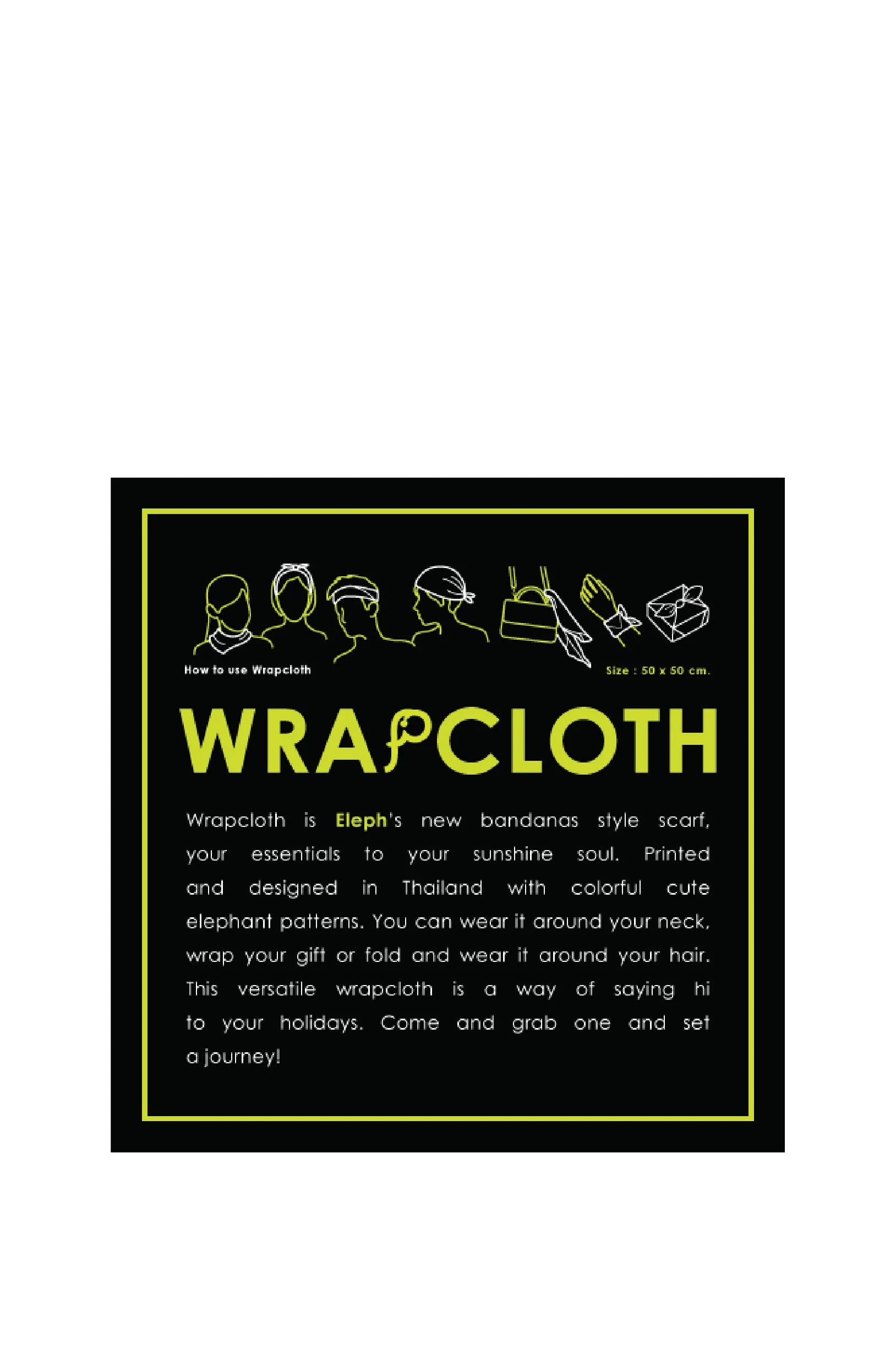 ELEPH WRAPCLOTH - Multi 50x50cm. : Blue