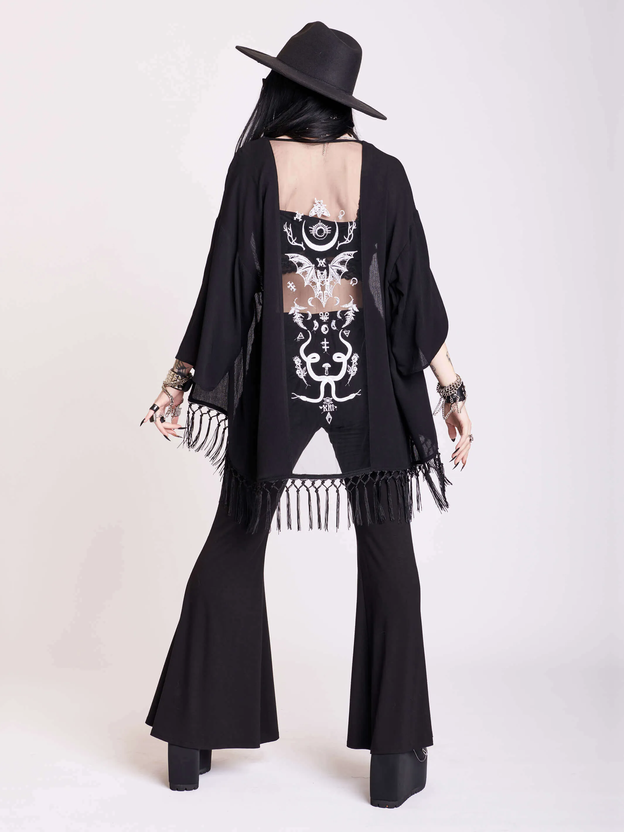 Embroidered Bat Kimono