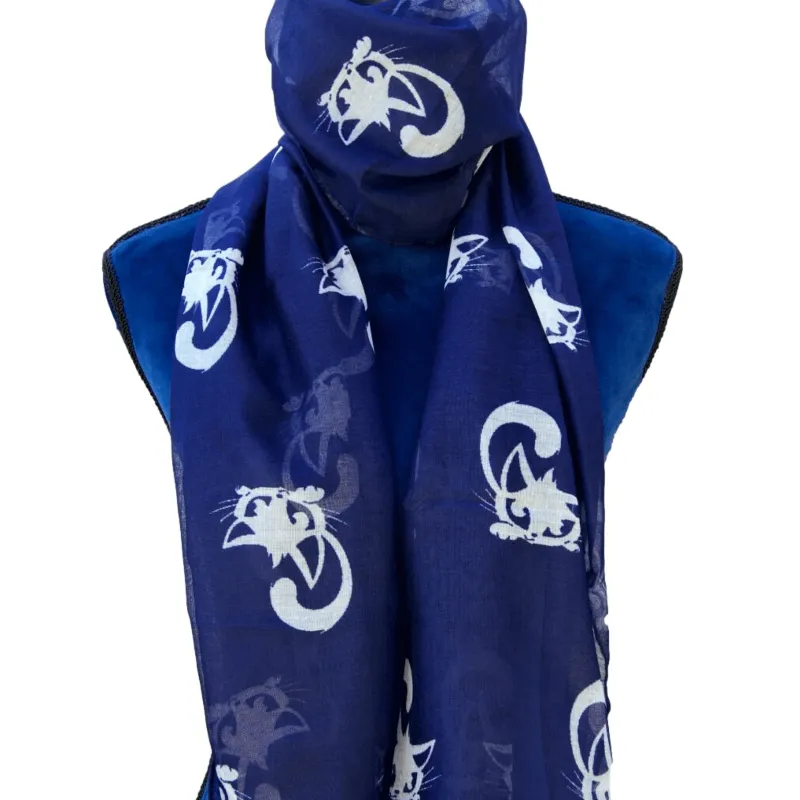 Fabulous Felines Navy Blue Cat Scarf