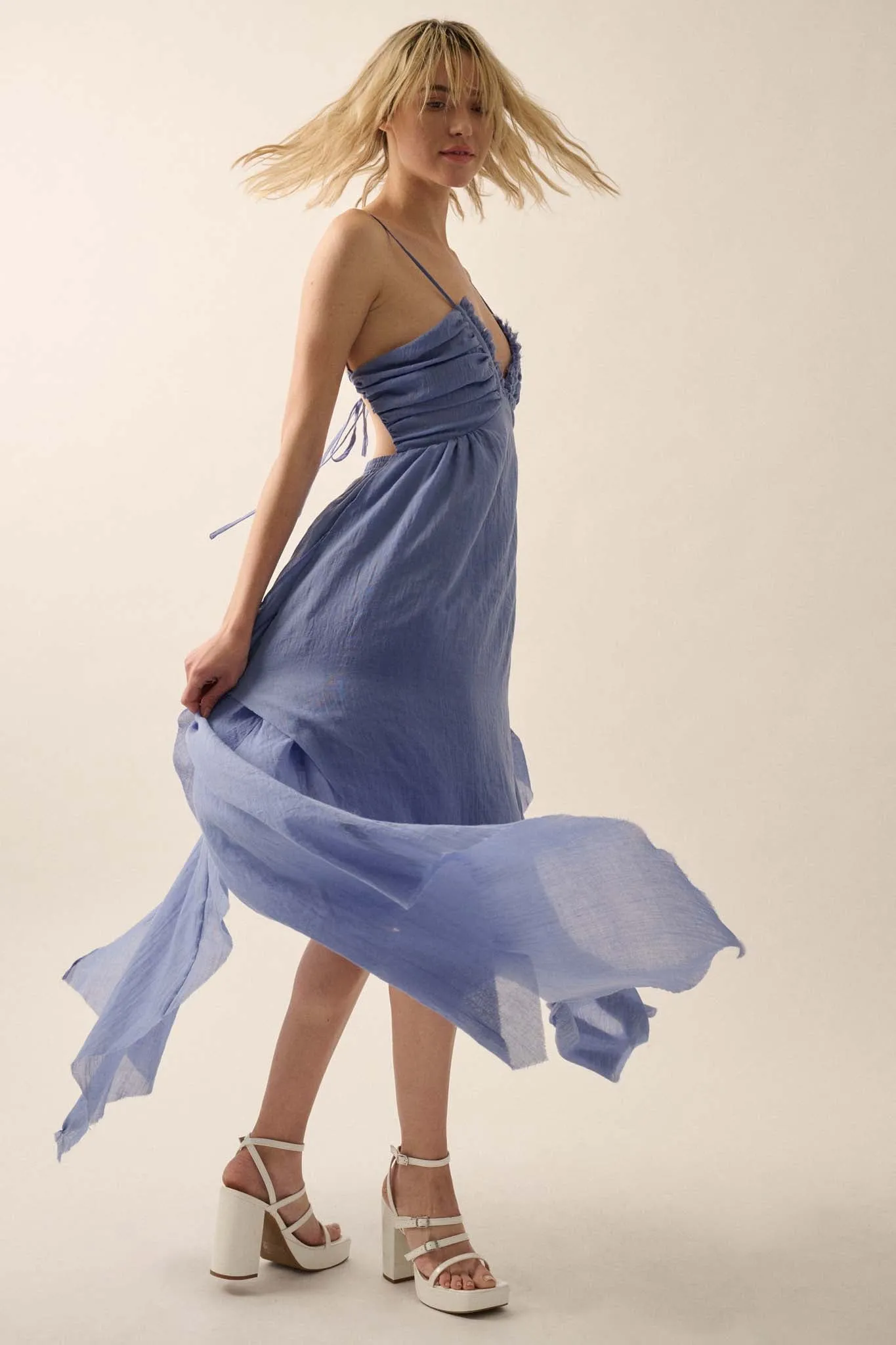 Floating on Air Layered Gauze Halter Maxi Dress