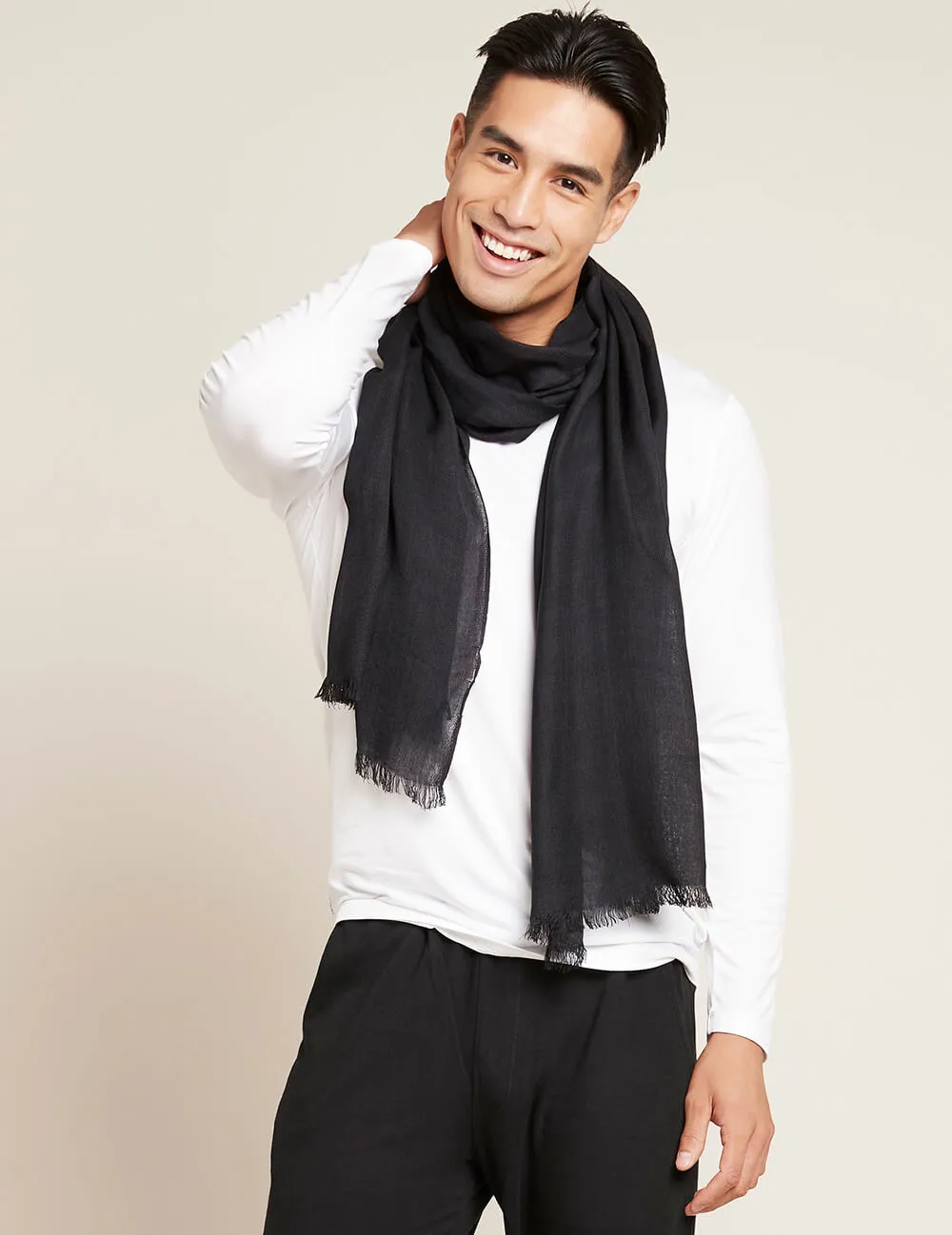 Fringed Hem Scarf - Black