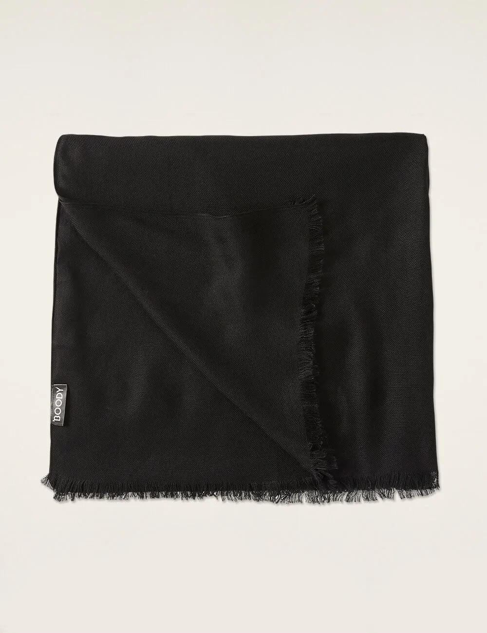 Fringed Hem Scarf - Black