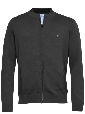 FYNCH HATTON Full Zip Cardigan - Men's Superfine Cotton – Charcoal