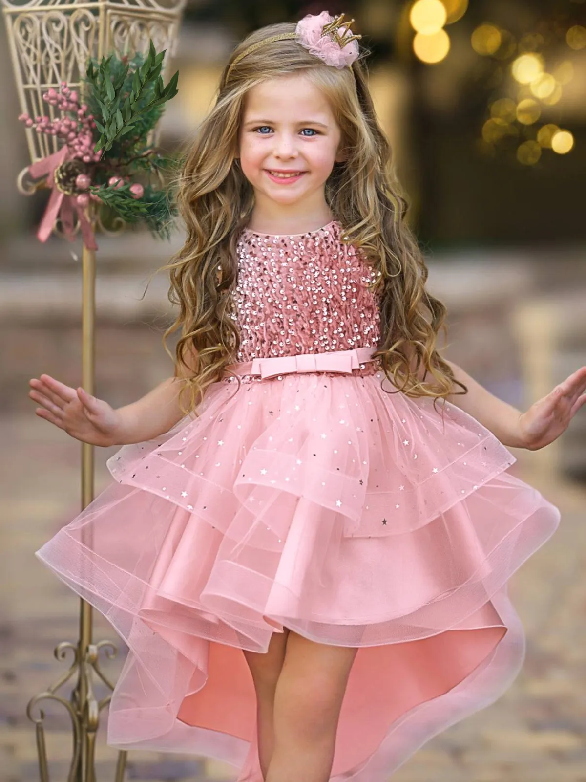 Glitter and Glam Sequined Hi-Lo Tutu Dress