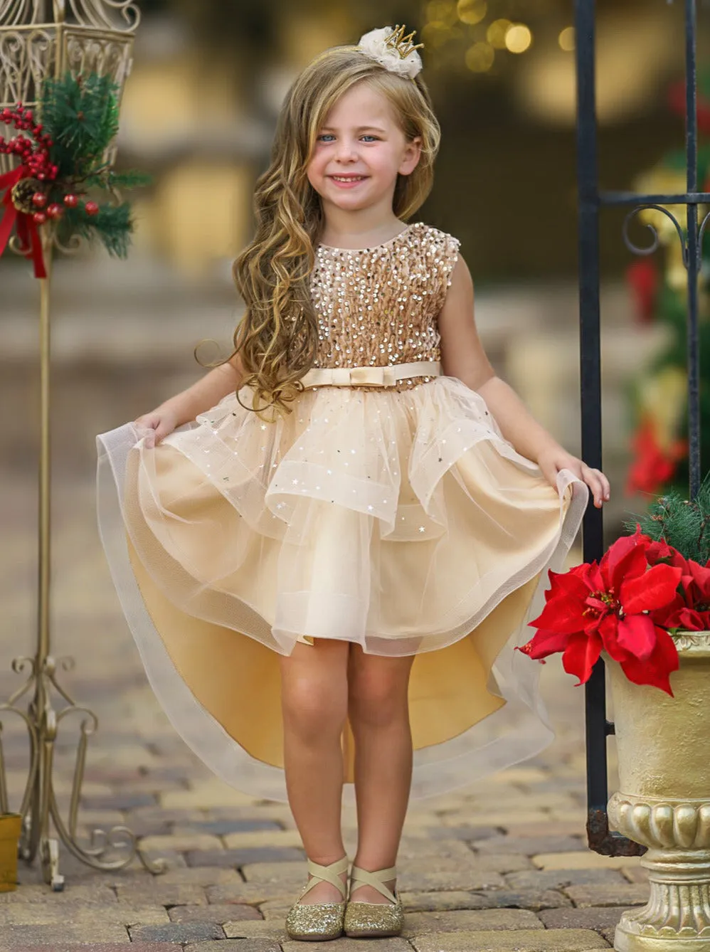 Glitter and Glam Sequined Hi-Lo Tutu Dress