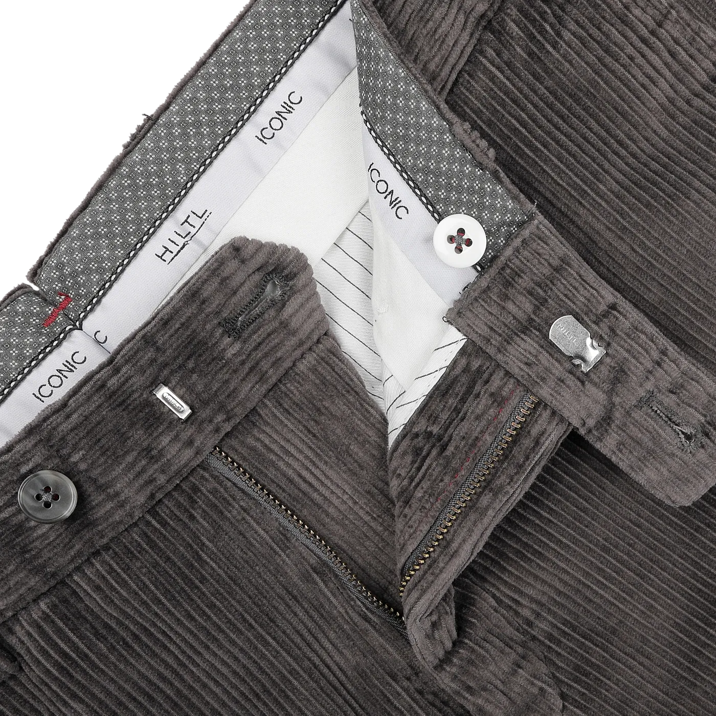 Grey Cotton Corduroy Regular Fit Chinos