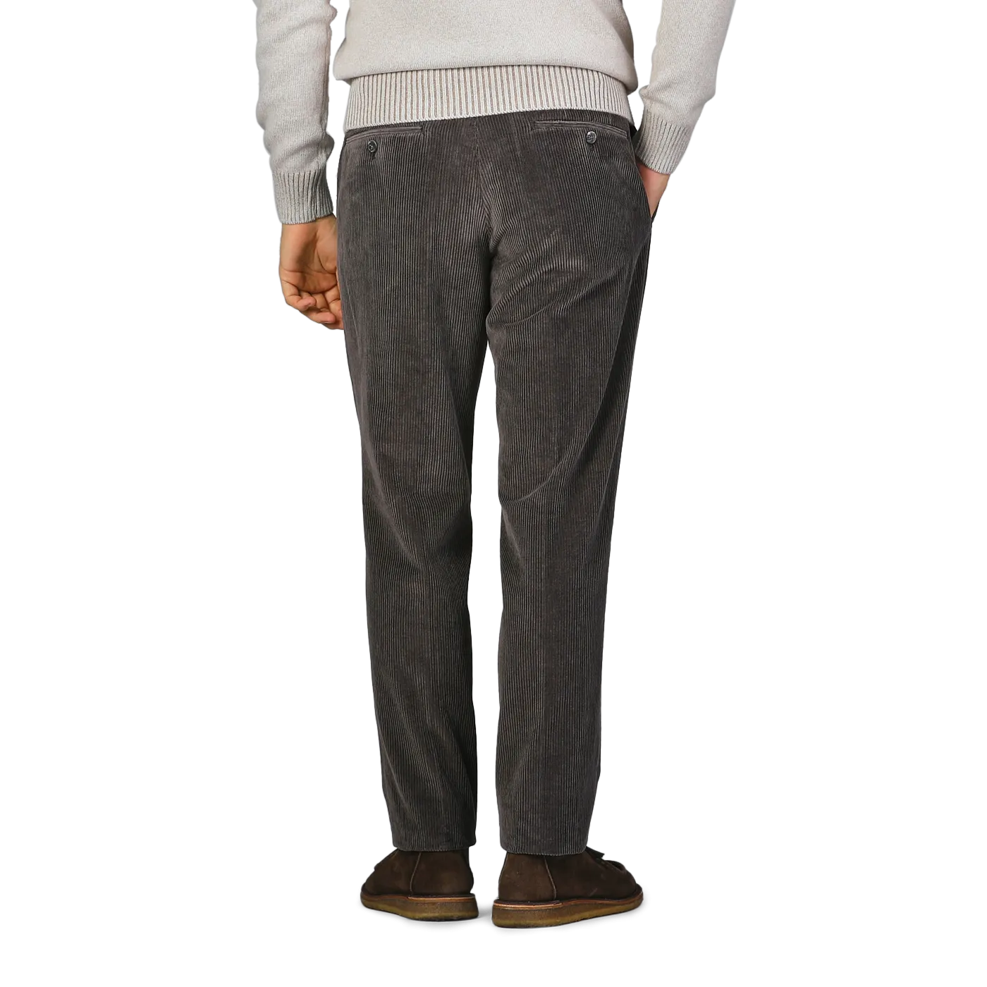 Grey Cotton Corduroy Regular Fit Chinos