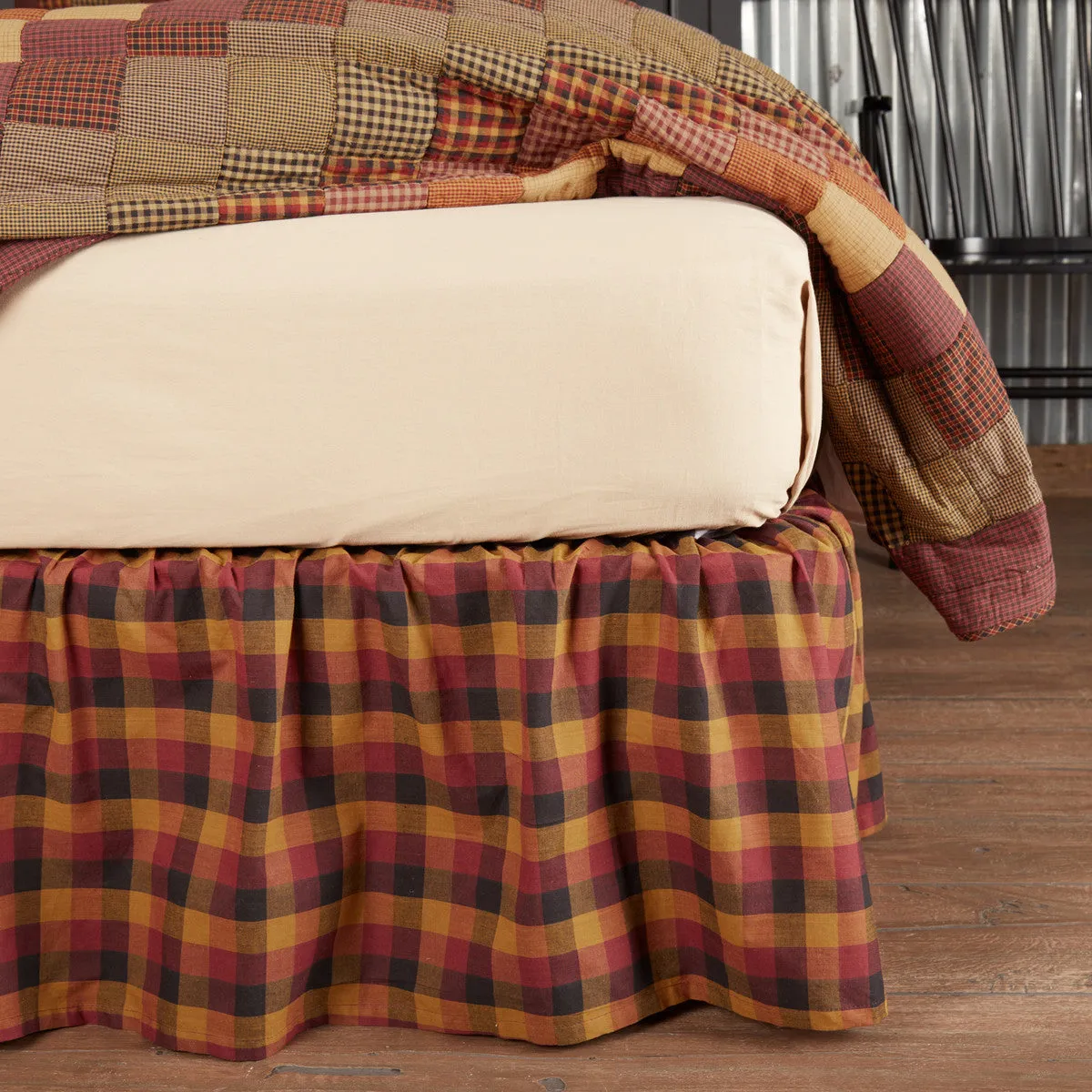 Heritage Farms Primitive Check King Bed Skirt 78x80x16