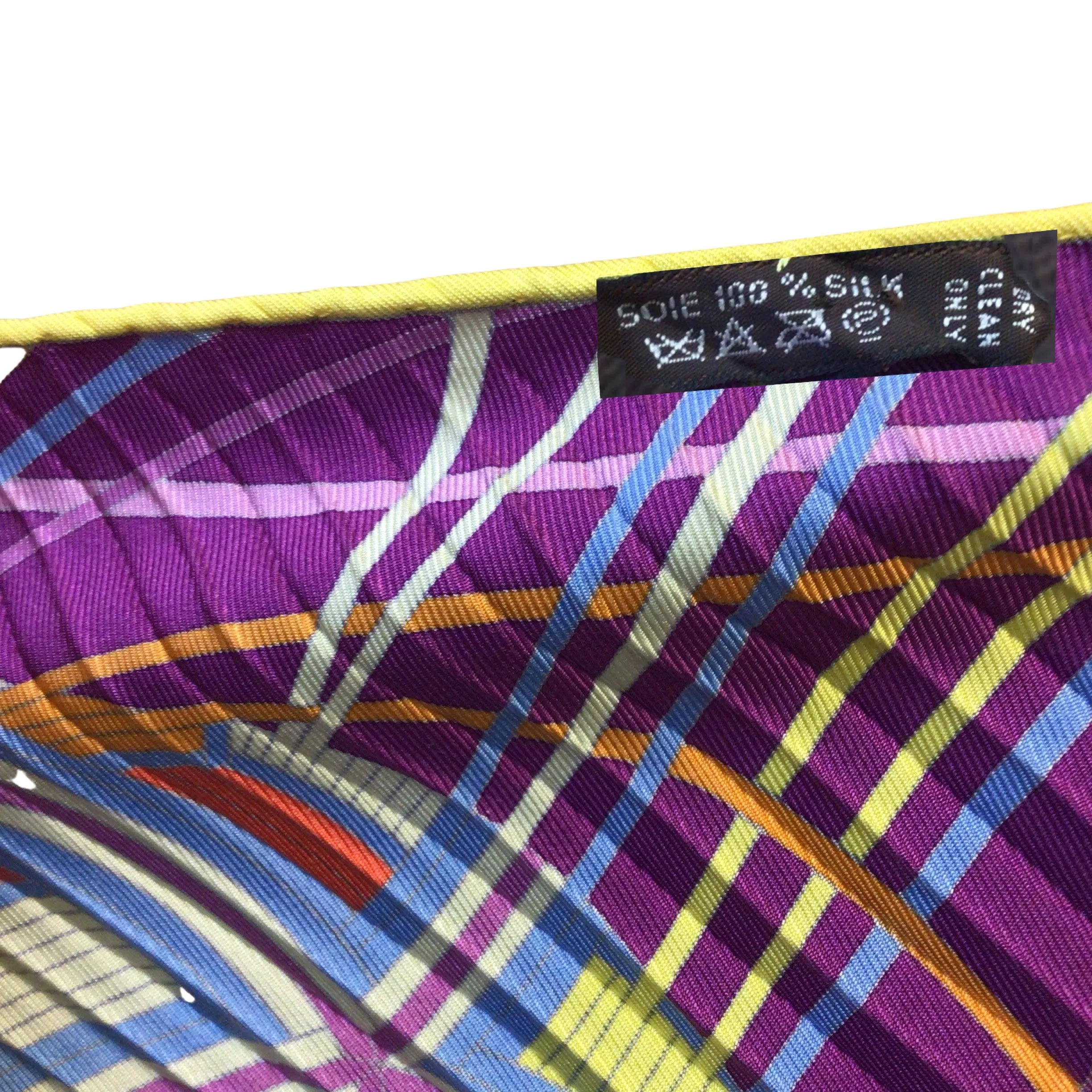 Hermes Purple Multi L'Art du Temari Printed Accordion Pleated Square Silk Scarf