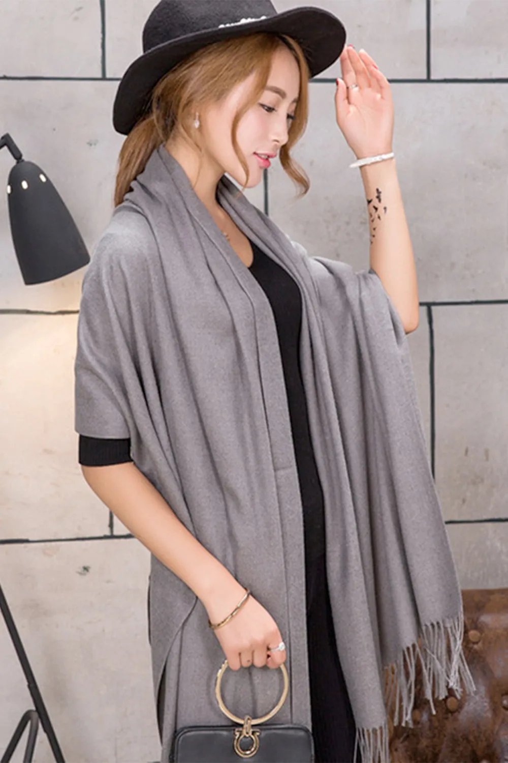 High Quality Plain Soft Wool Cashmere Scarf/Shawl