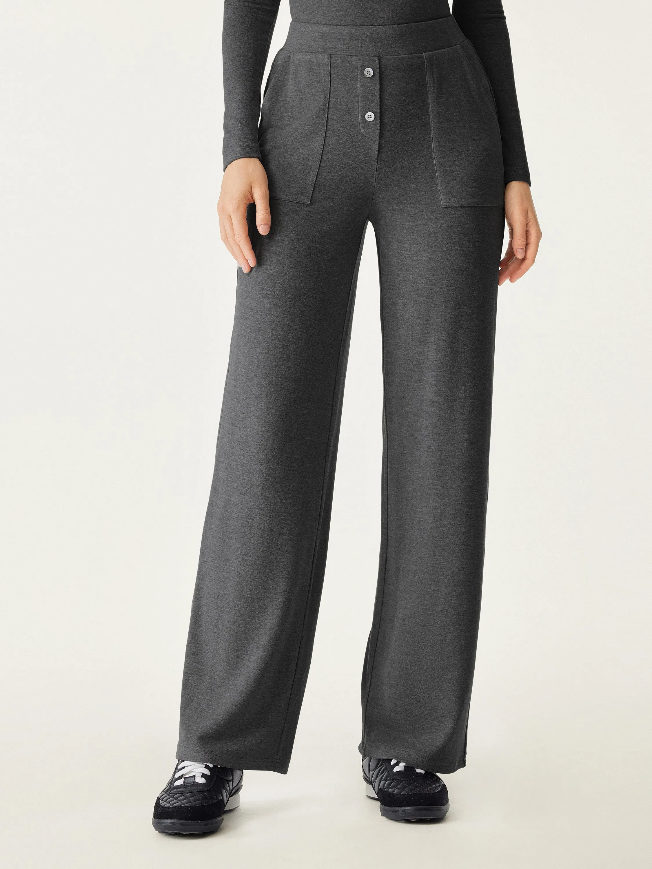 High Waisted Button Patch Pocket Pant