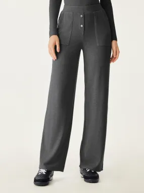 High Waisted Button Patch Pocket Pant