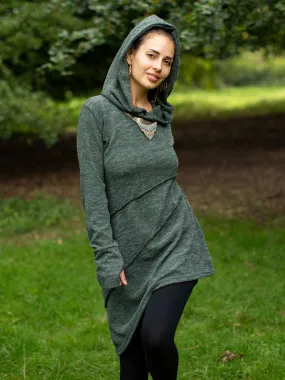 Hooded Pixie Dress Olive Green