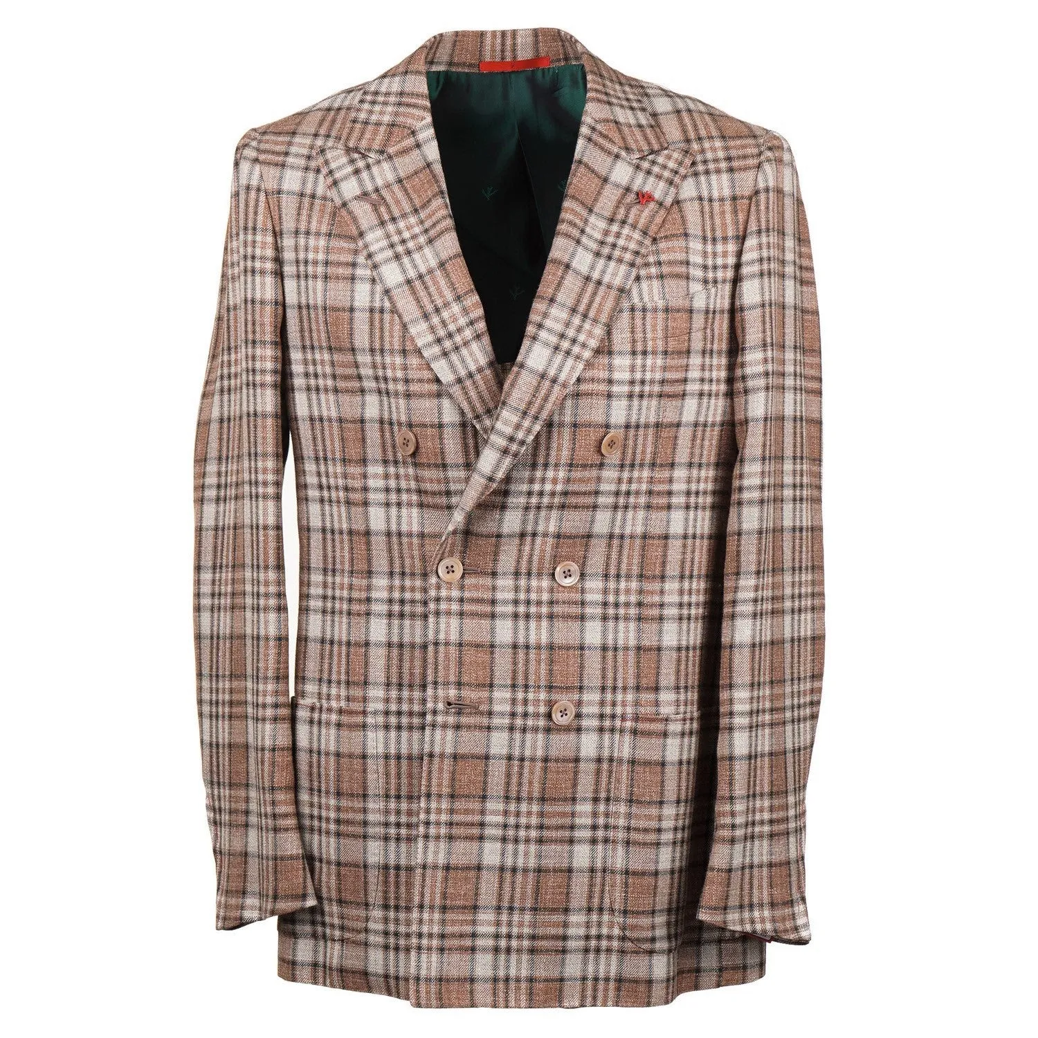 Isaia Layered Check Wool-Silk-Linen Sport Coat