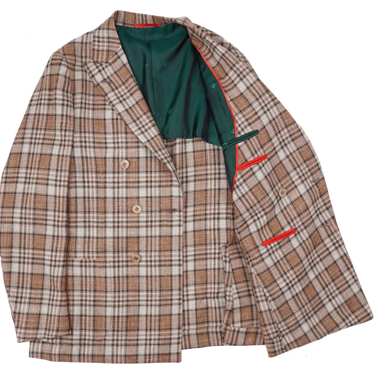 Isaia Layered Check Wool-Silk-Linen Sport Coat