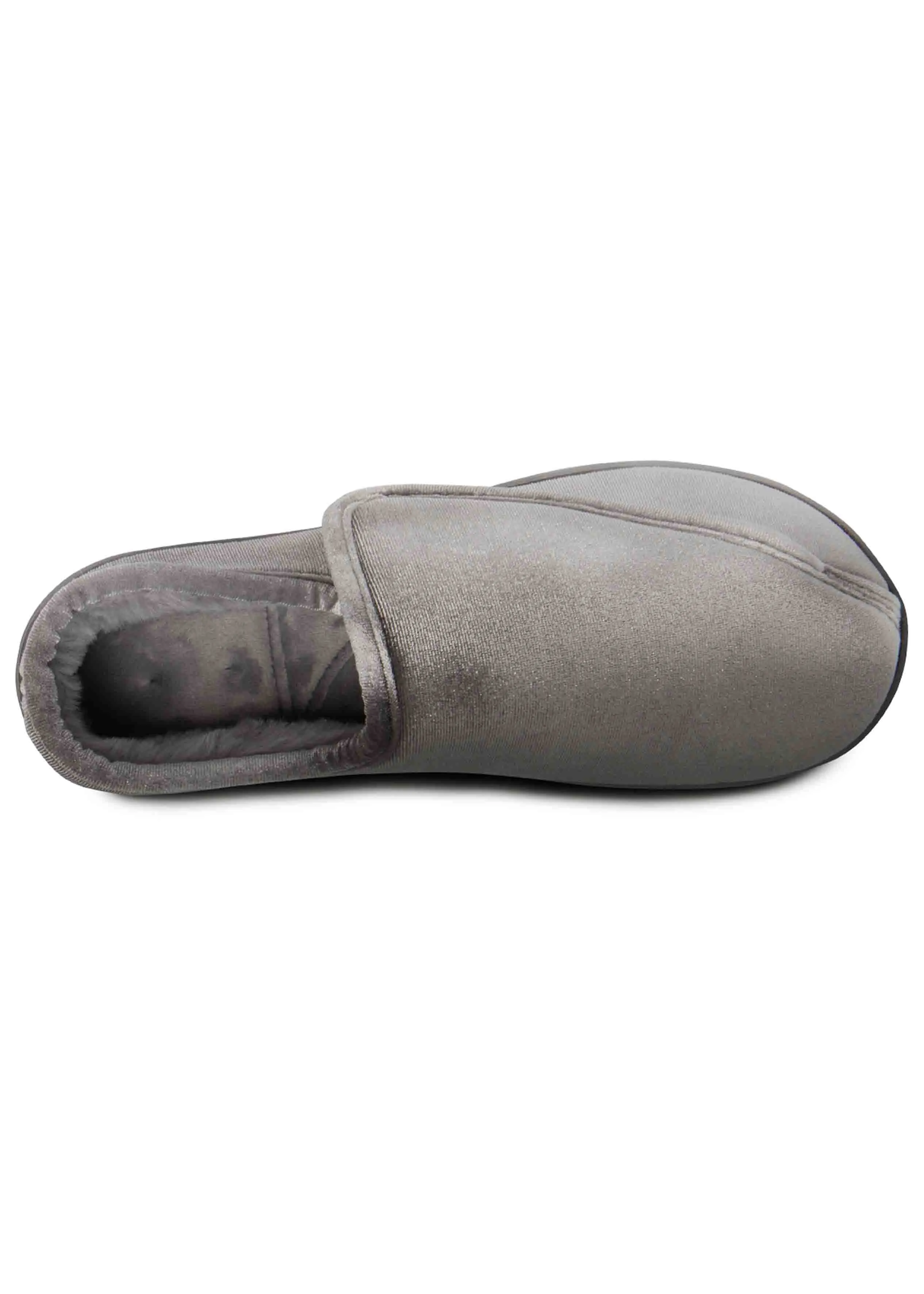 Isotoner Ladies Velour Closed Back Touch Fasten Slipper