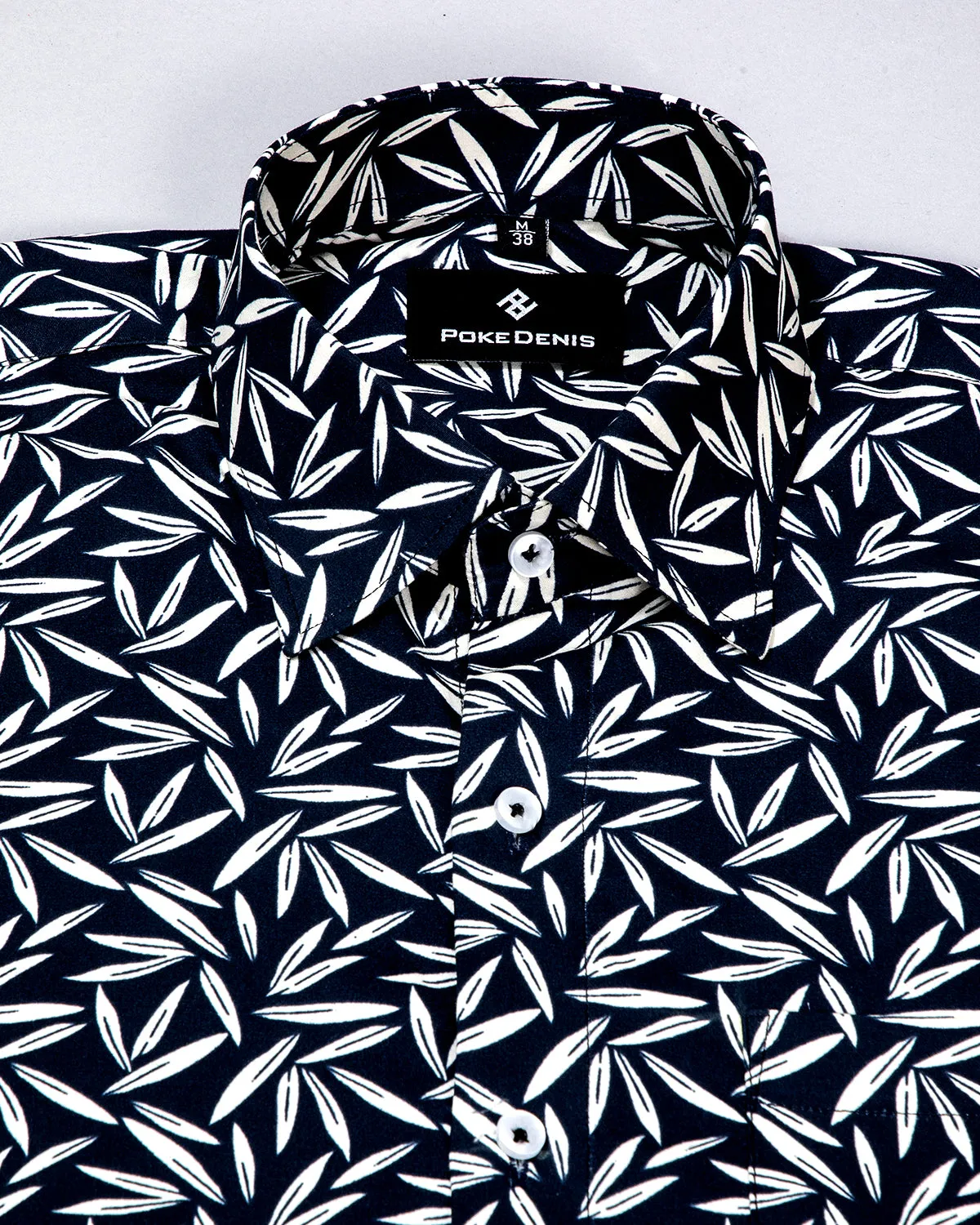 JADE BLACK AND WHITE FLORAL PRINTED PREMIUM COTTON SHIRT