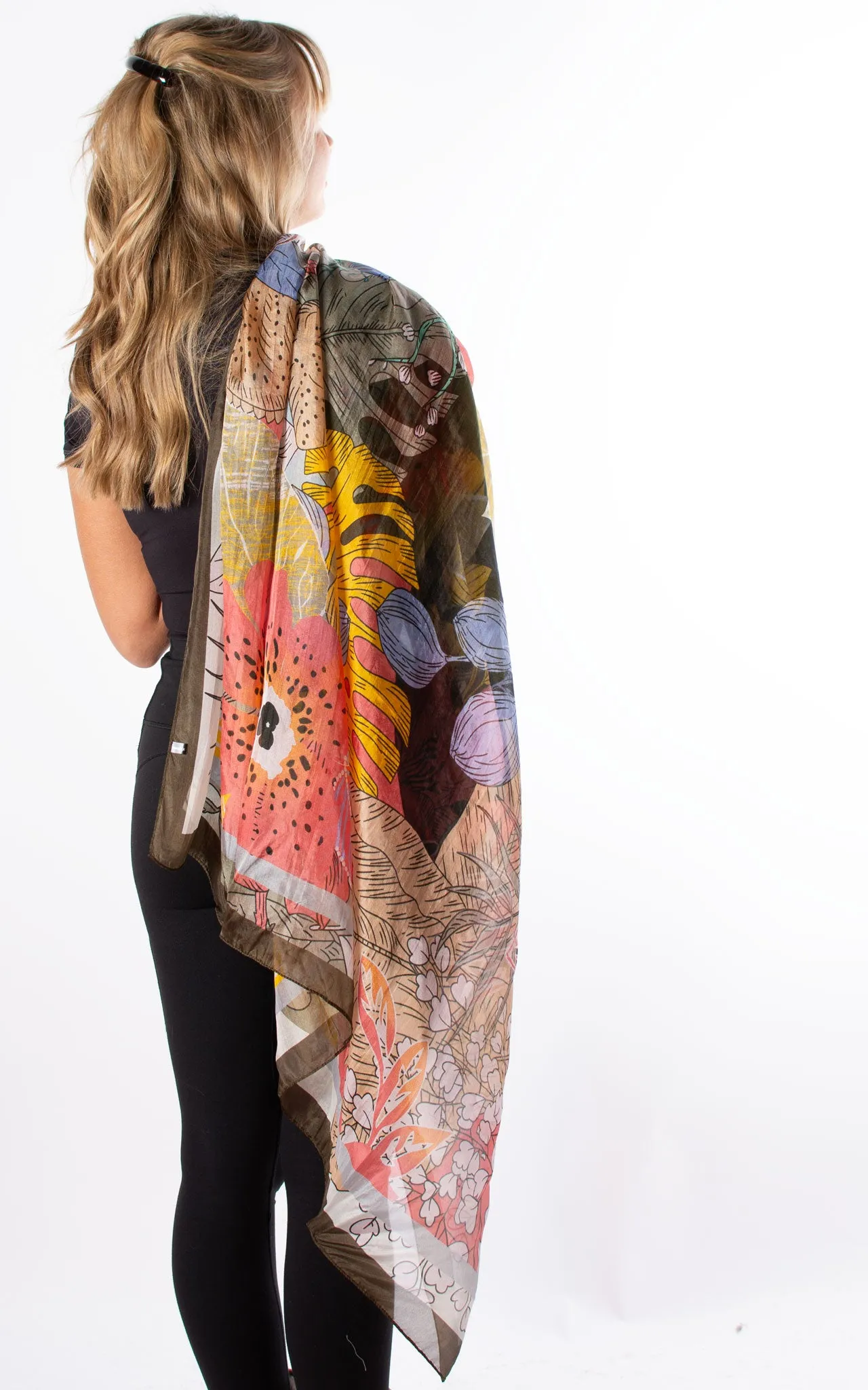 Khaki & Yellow Chameleon Silk Scarf