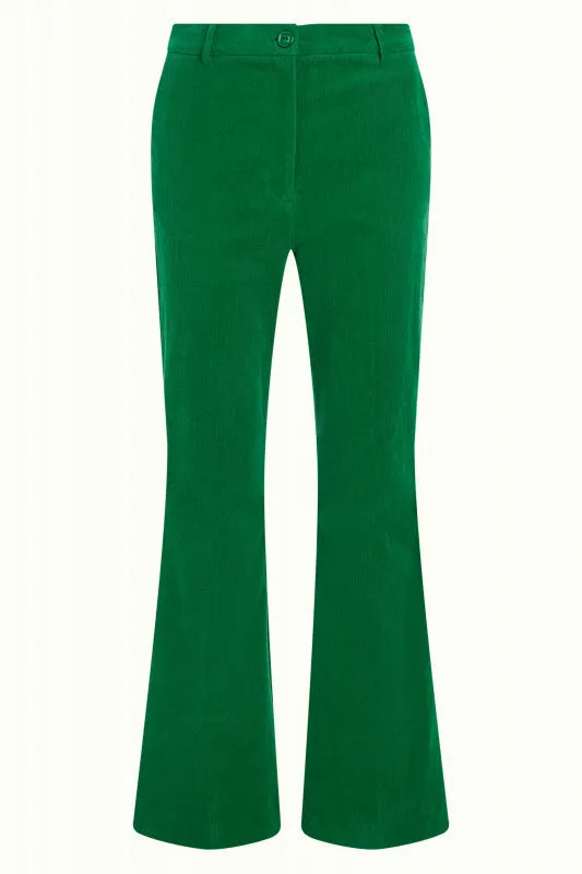 KING LOUIE Marcie Meadow Green Flared Baby Rib Pants