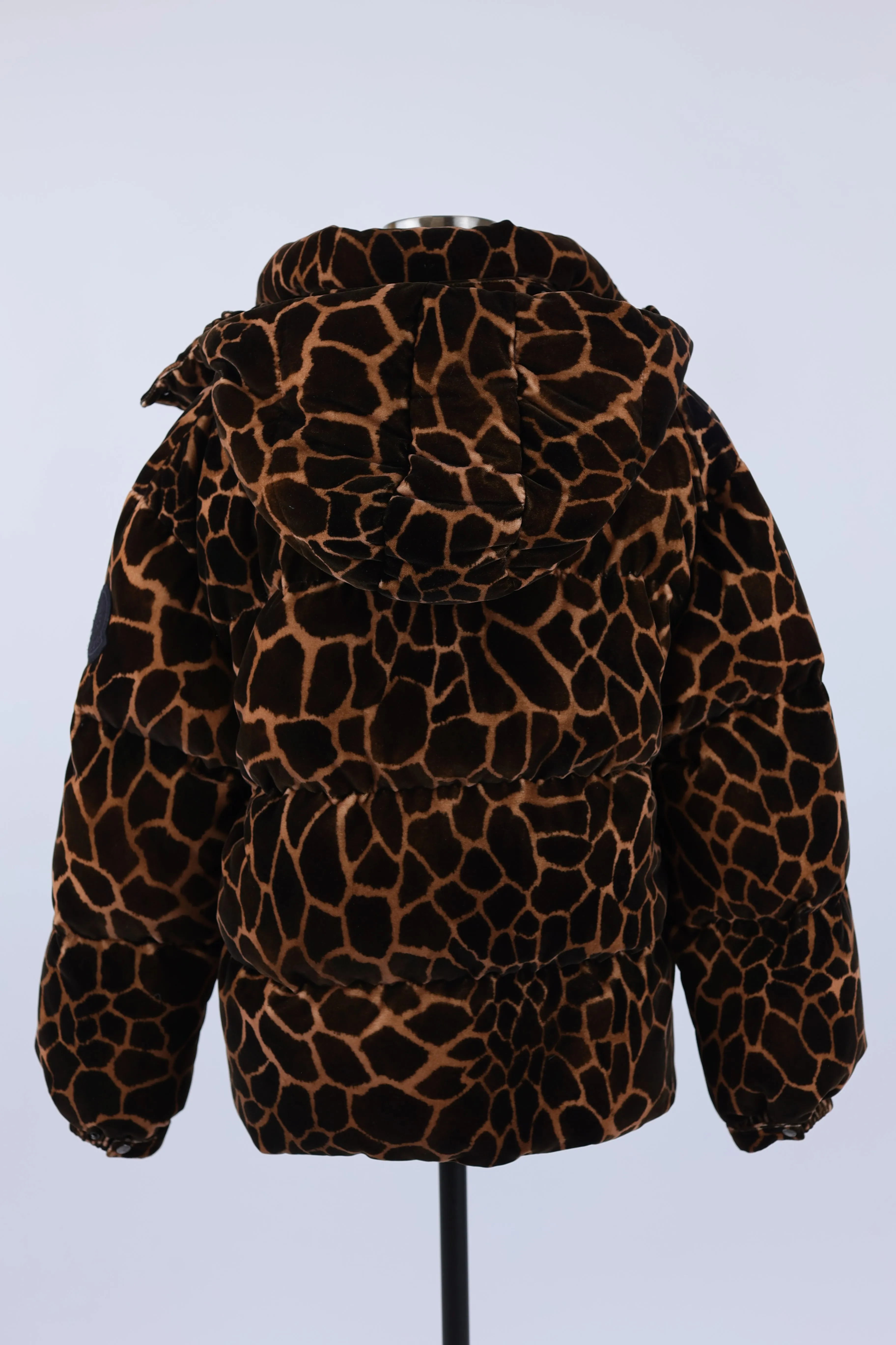 Kundogi Giraffe Print Velvet Down Puffer Jacket