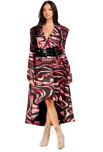 L'atiste LD52342DD Belted Print Coat