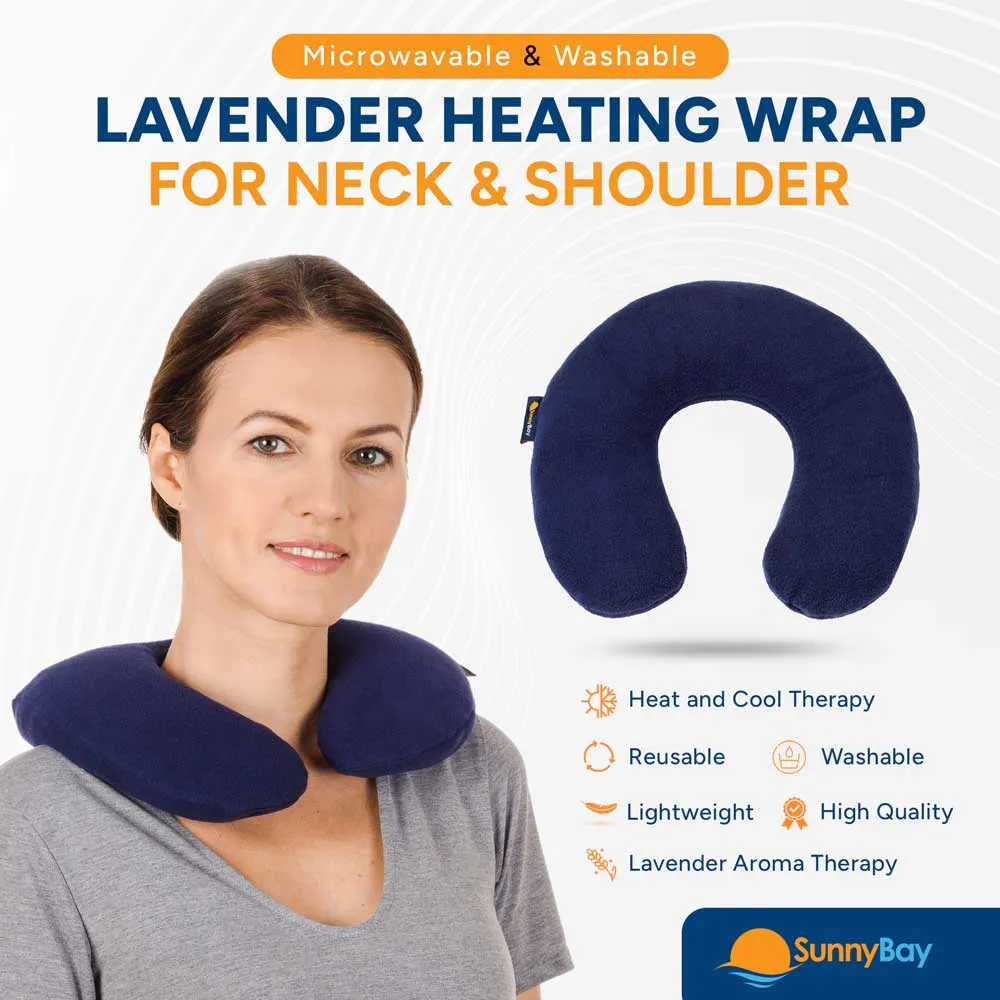 Lavender-scented Microwavable Neck Heating Pad, Washable Navy Blue Cover