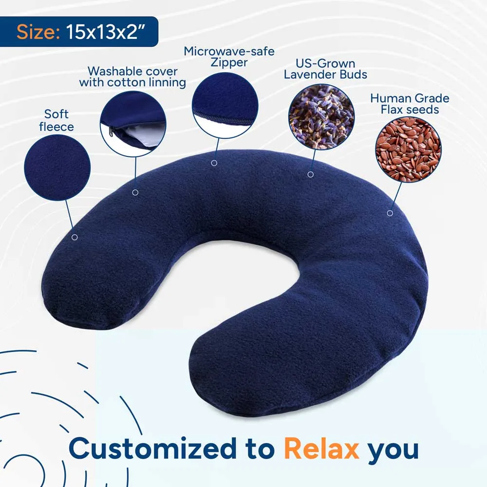 Lavender-scented Microwavable Neck Heating Pad, Washable Navy Blue Cover