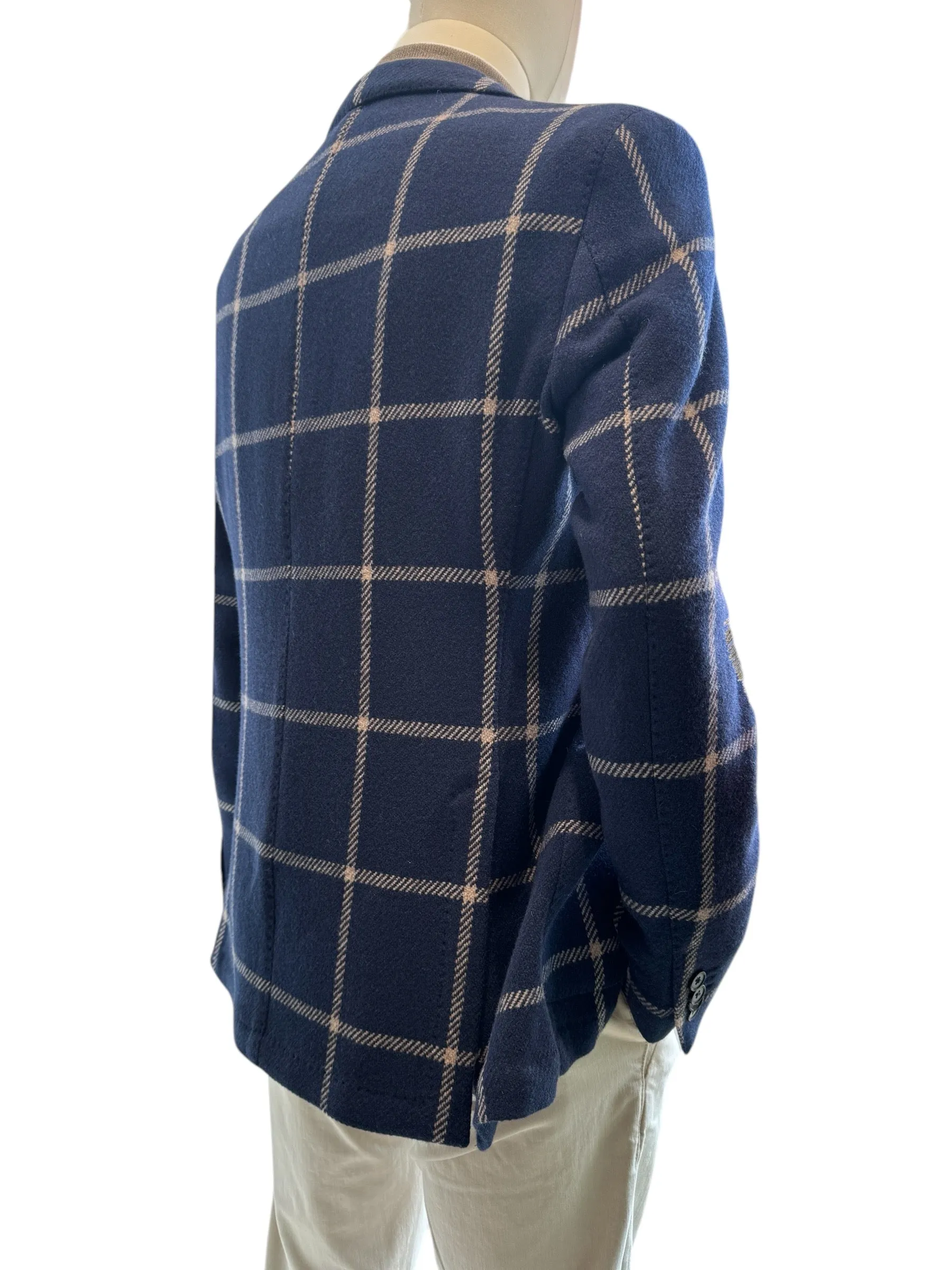 LBM Jack Wool Sport Coat in Navy Windowpane Plaid