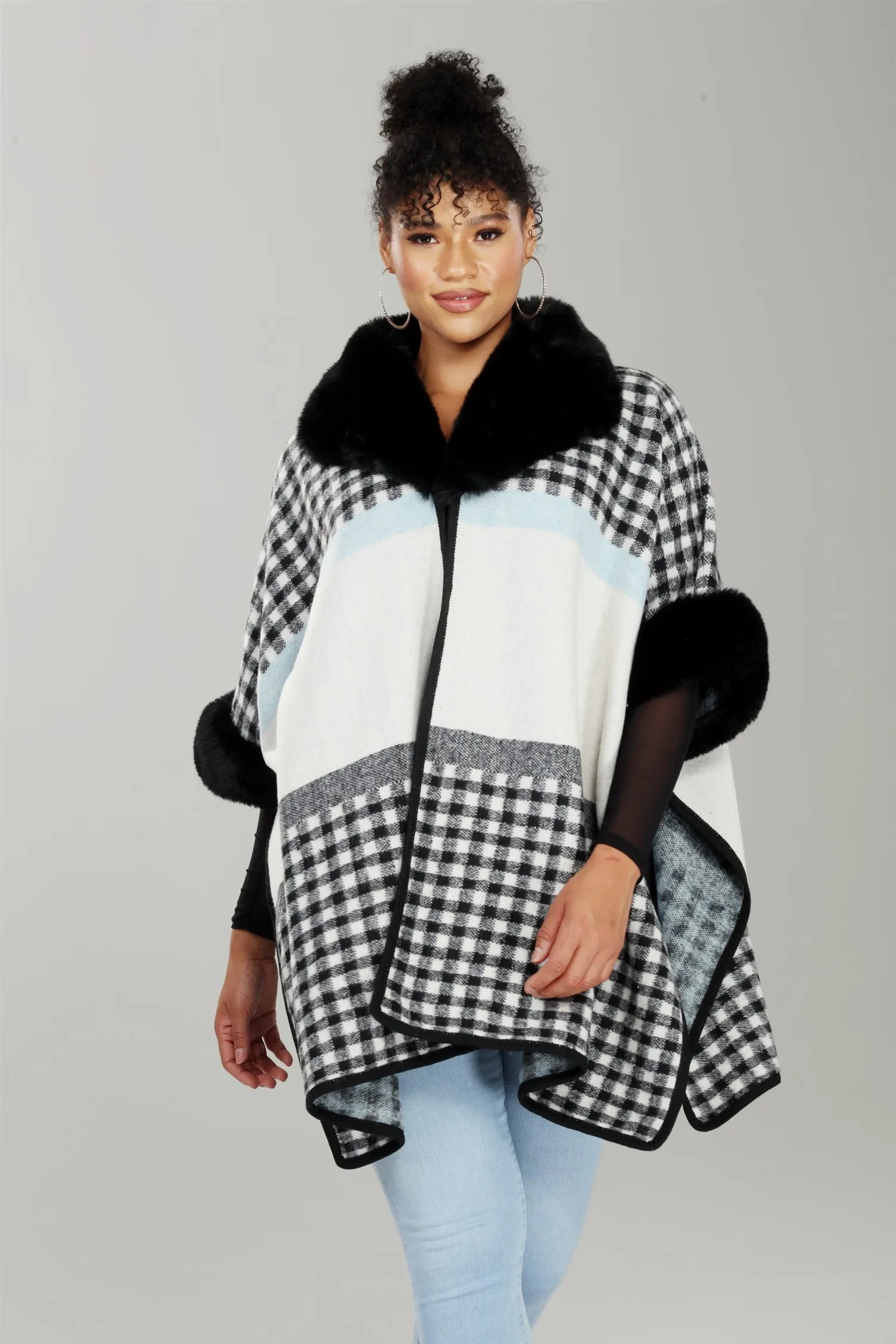 Luxe Moda LM241 Faux Fur Print Cape