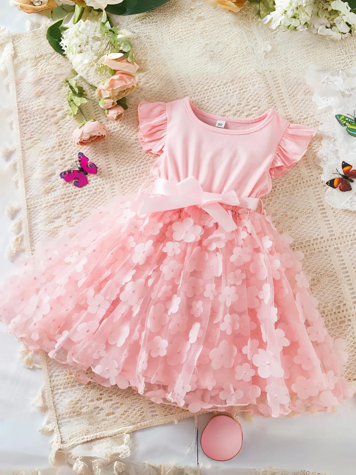 Magic Twirls 3D Flower Layered Dress