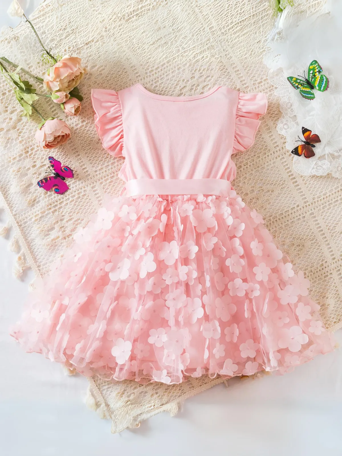 Magic Twirls 3D Flower Layered Dress