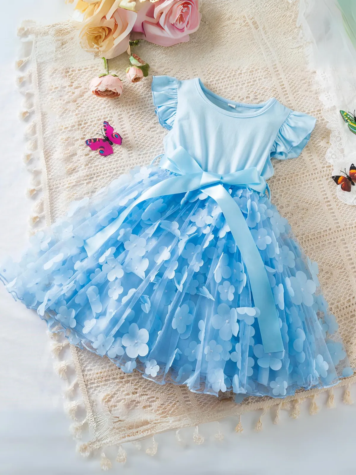 Magic Twirls 3D Flower Layered Dress