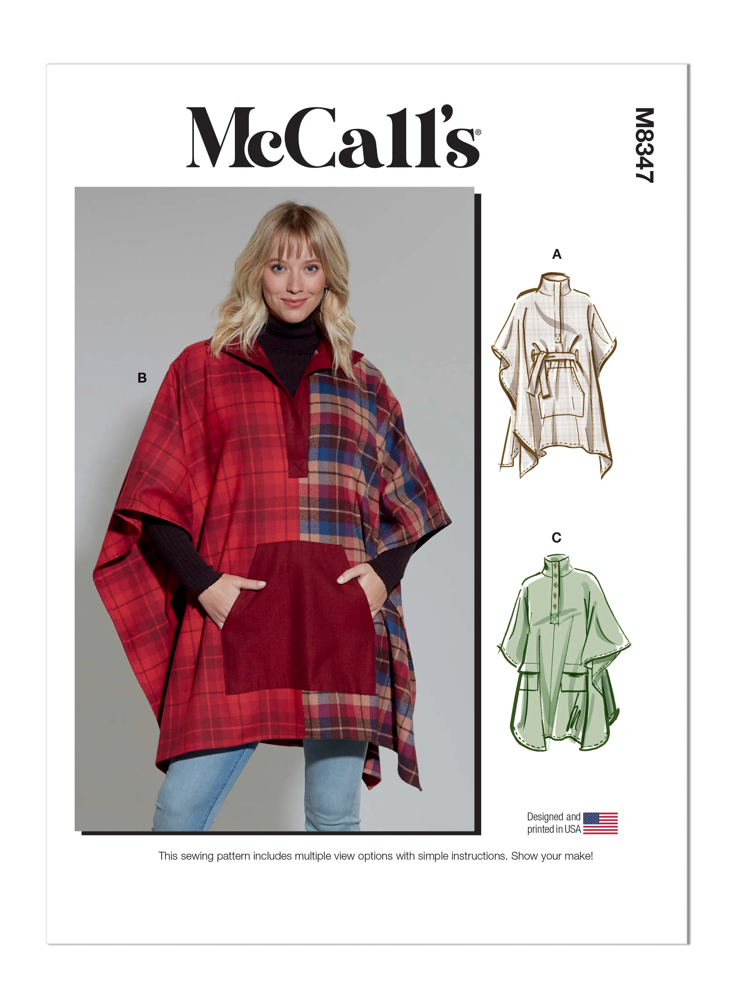 McCall's M8347 Misses' Poncho