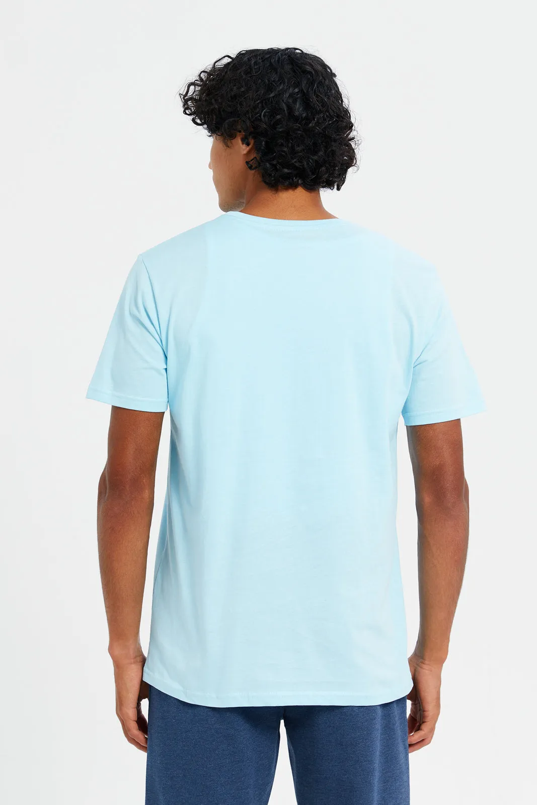 Men Blue Solid T-Shirt