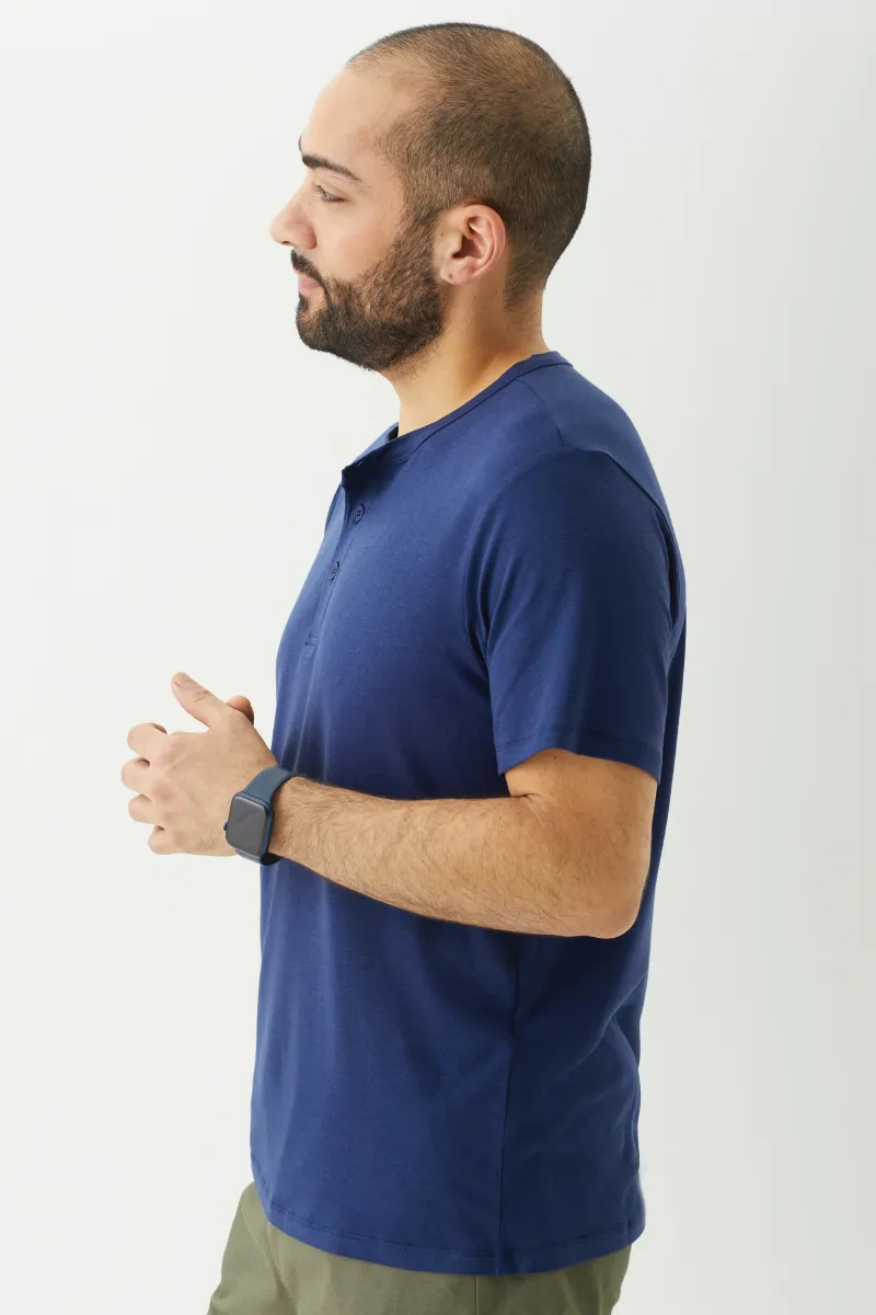 Men's Bamboo Cotton Short-Sleeve Henley Tee-All Sales Final