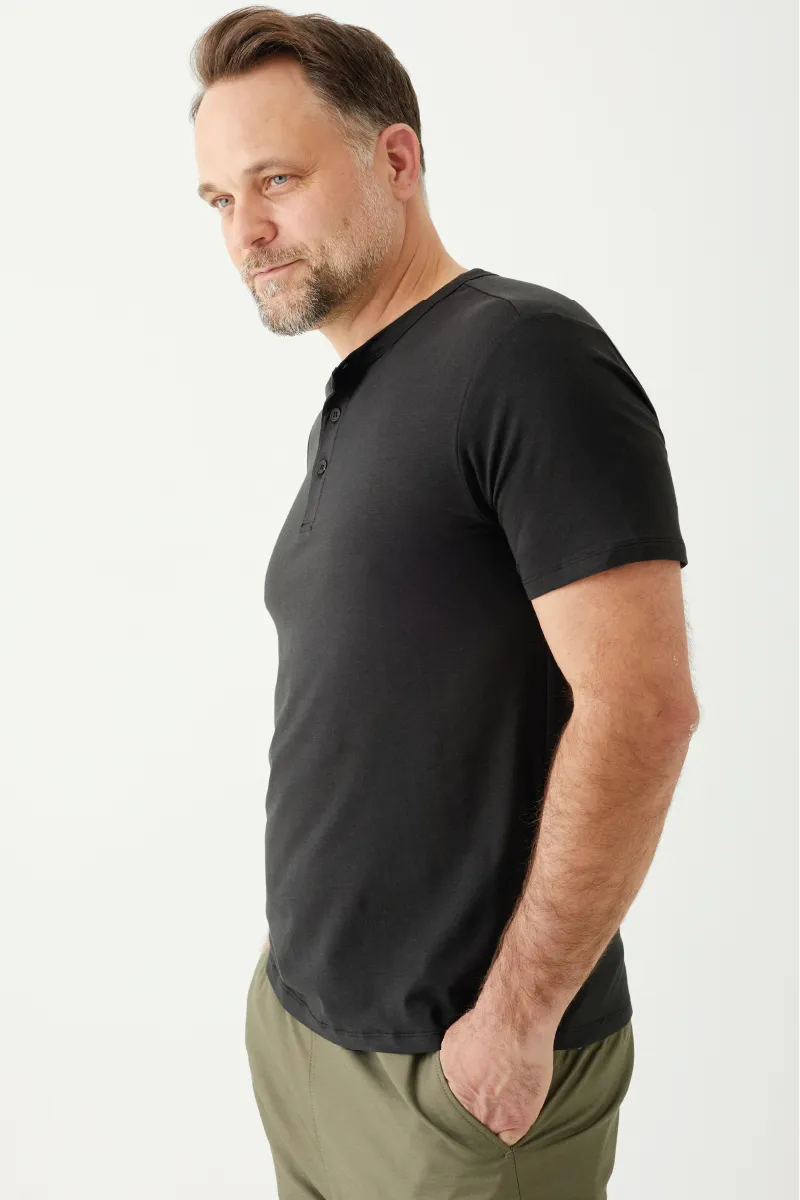 Men's Bamboo Cotton Short-Sleeve Henley Tee-All Sales Final