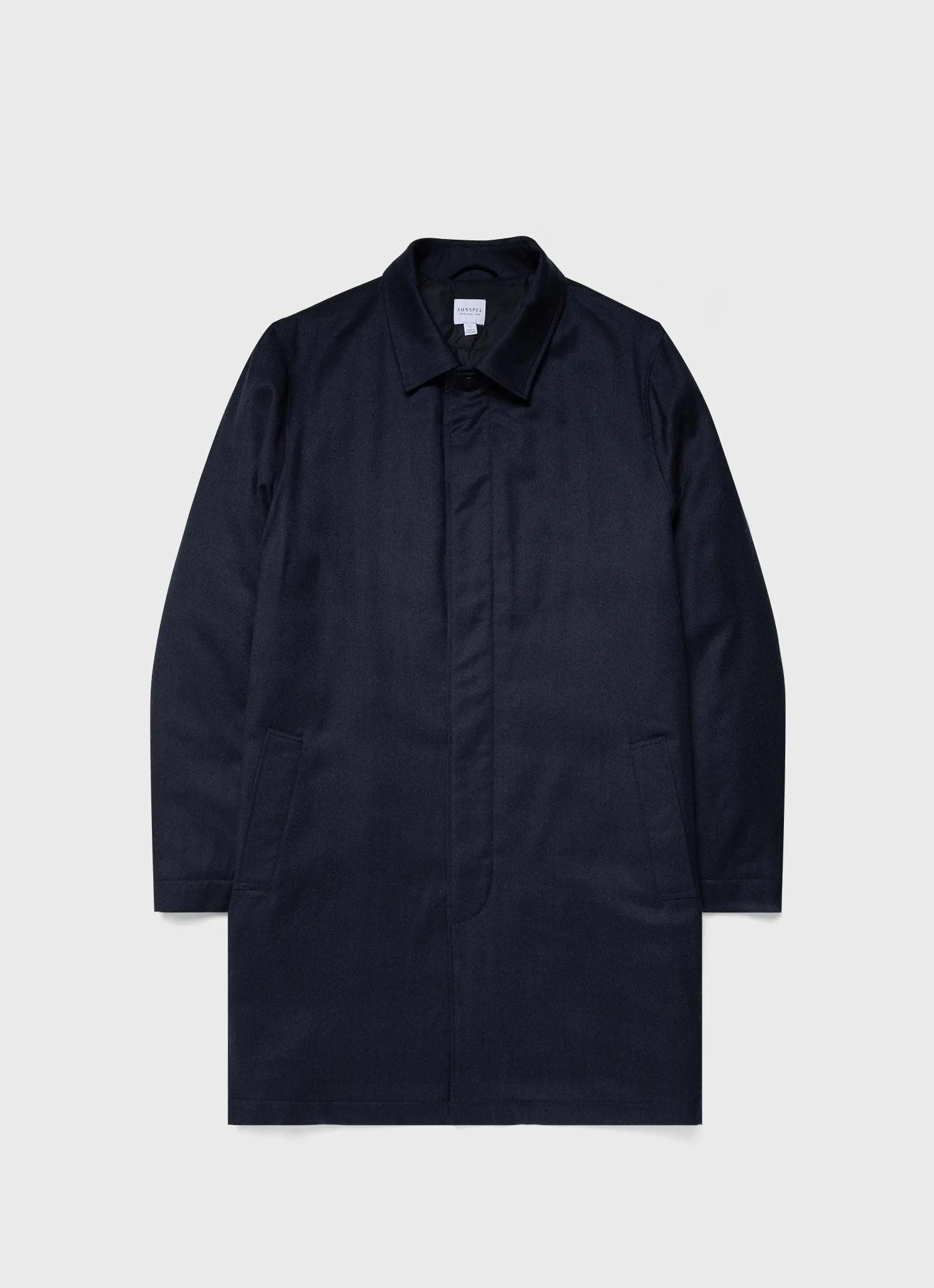 Men's Insulated Wool Mac in Navy Melange