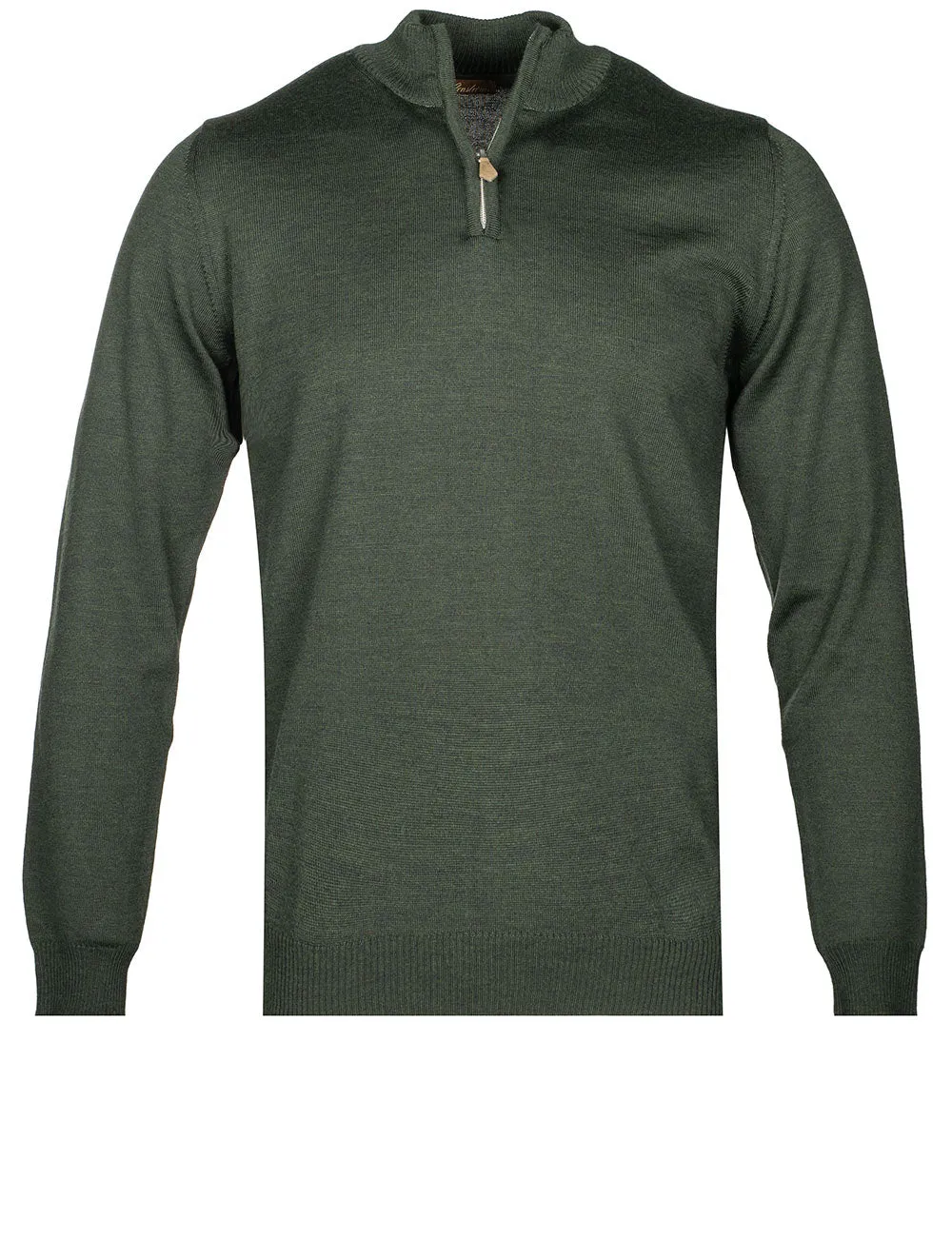 Merino Wool Half Zip Olive 490