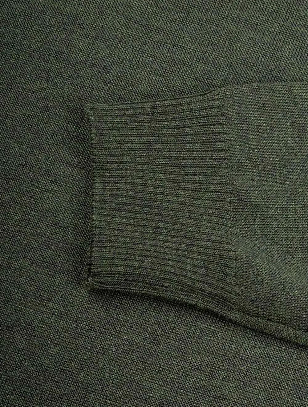 Merino Wool Half Zip Olive 490