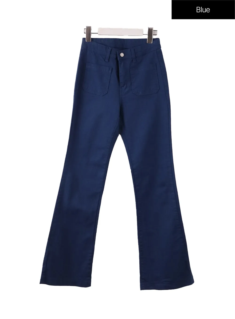 Mid Waist Button Flared Trousers IF408