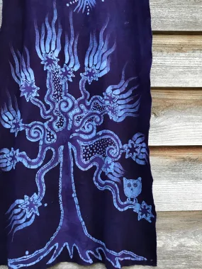 Midnight Tree Glowing By Moonlight Organic Cotton Batik Scarf