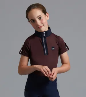 Mini Amia Girl's Technical Short Sleeve Riding Top Wine