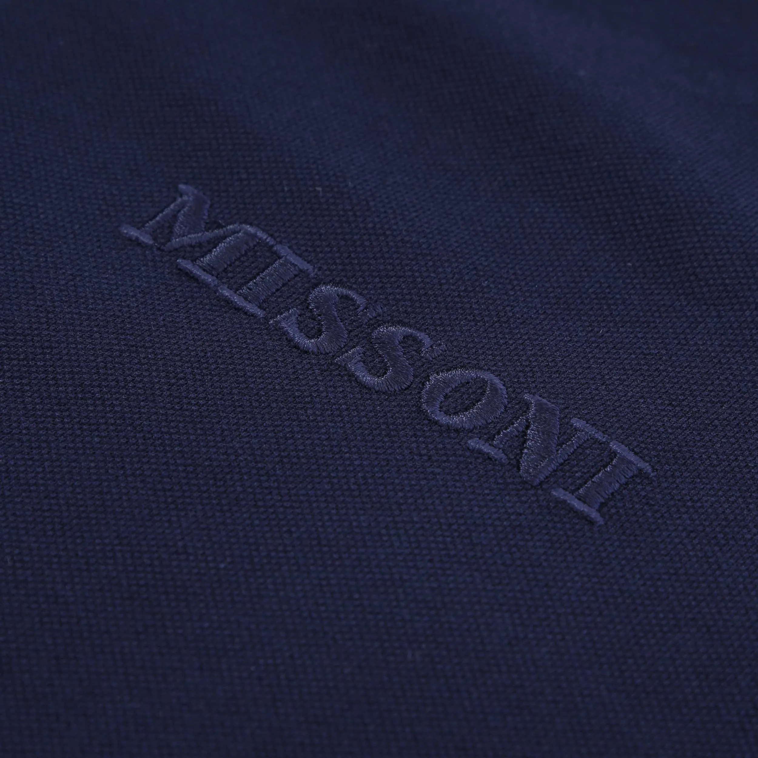 Missoni White Stripe Collar Polo Shirt in Navy