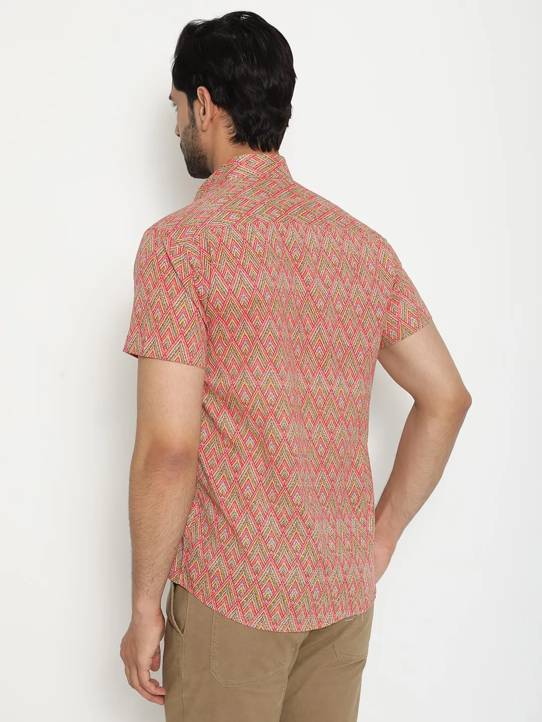 Mix Short Sleeve Cotton Hand Block Printed Men’s Shirt