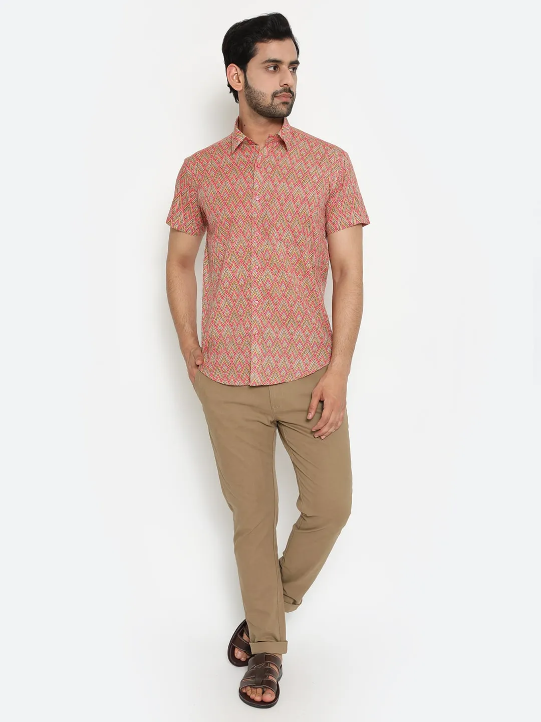 Mix Short Sleeve Cotton Hand Block Printed Men’s Shirt