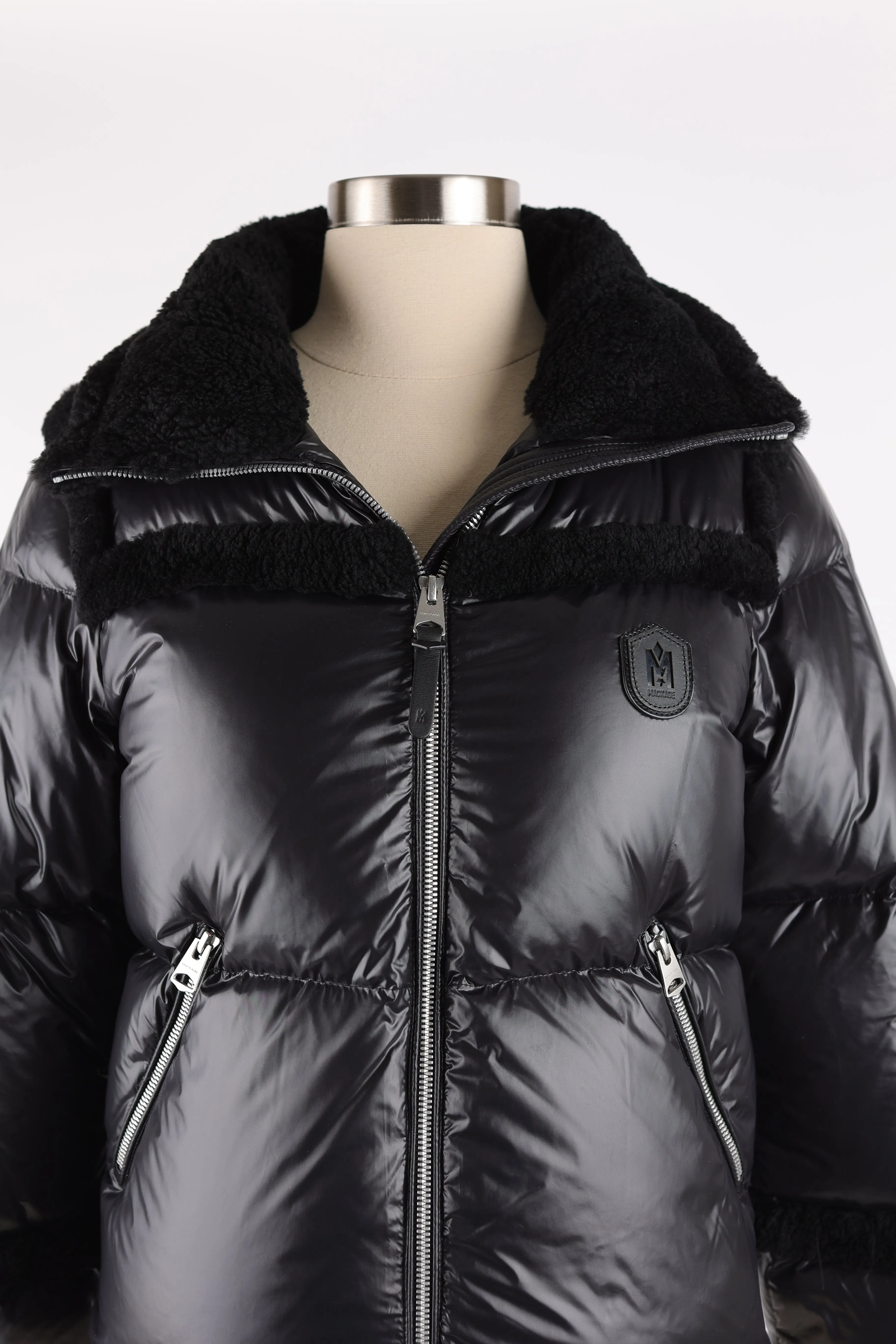 Miya Shearling Trim Down Puffer Jacket