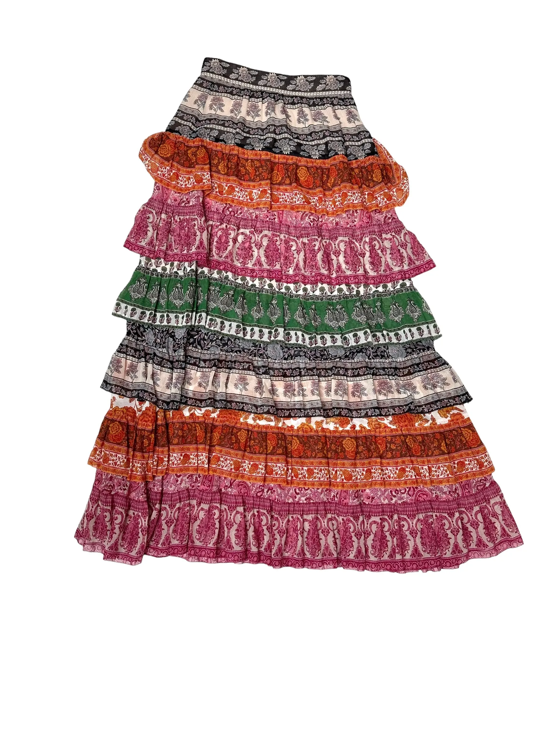 Multicolor Ruffled Long Skirt - 1